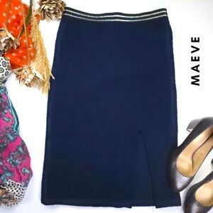 Maeve Navy Blue Women's Embroidered Skirt Sz Small